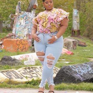 Plus Size Distressed Jeans